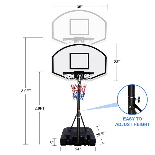 Portable Poolside Basketball Hoop, 3.1ft-4.7ft Height Adjustable Hoop with 36 Portable Poolside Basketball Hoop, 3.1ft-4.7ft Height Adjustable Hoop with 36